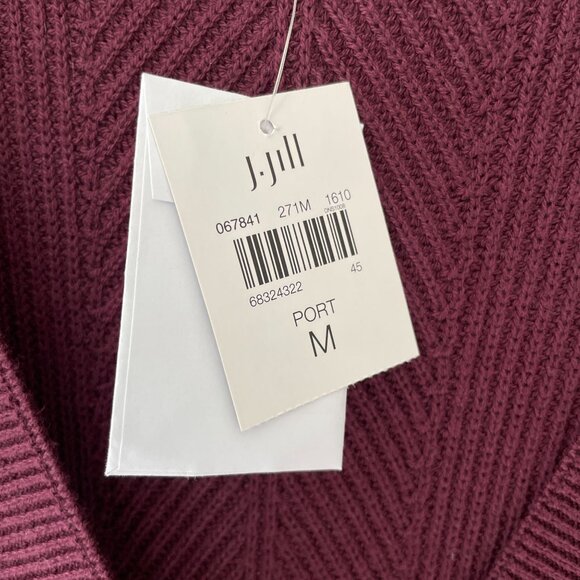 J Jill Womens Long Button Cardigan Ribbed With Pockets Burgundy Size M NWT - Picture 5 of 9
